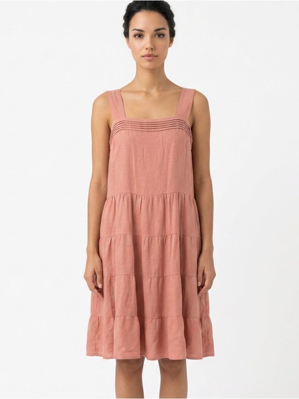 REMIXMESS | Orange Knee Length Keyhole Back Boho Dress Women’s Size Small